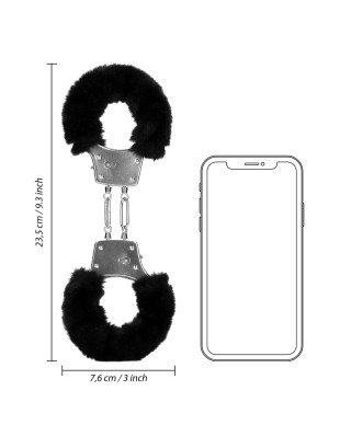 Furry Metal Hand Cuffs - Black