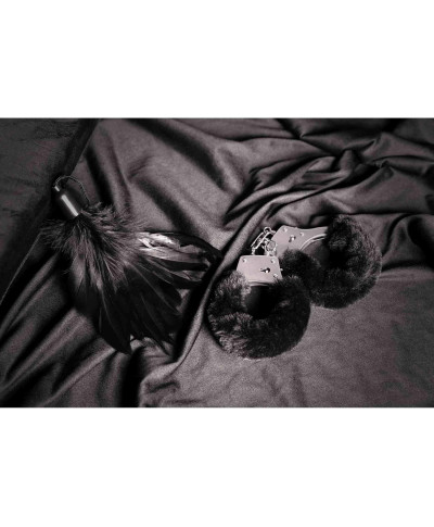 Furry Metal Hand Cuffs - Black