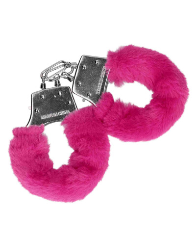 Furry Metal Hand Cuffs - Pink