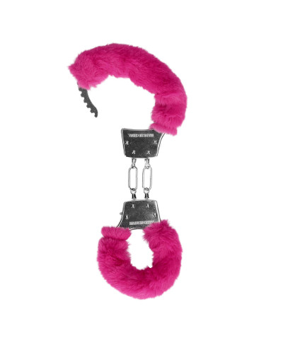 Furry Metal Hand Cuffs - Pink