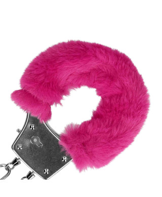 Furry Metal Hand Cuffs - Pink