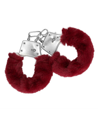 Furry Metal Hand Cuffs - Red