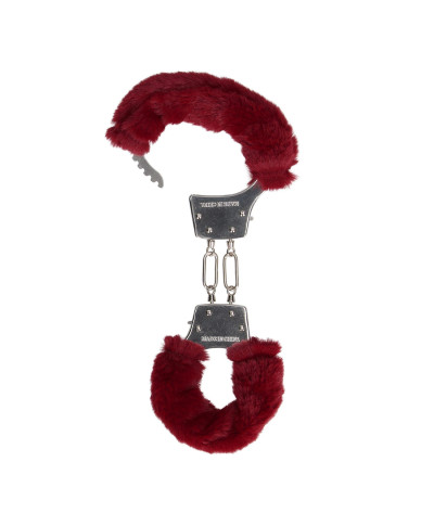 Furry Metal Hand Cuffs - Red