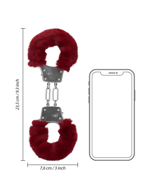 Furry Metal Hand Cuffs - Red