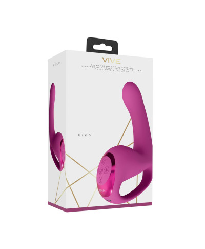 Riko - Rechargeable Triple Action Thumper with Advanced Finger Motion Pulse Wave Stimulator - Pink