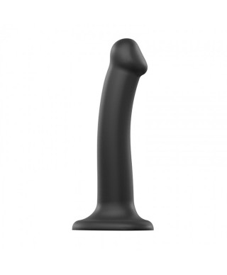 Gładkie czarne dildo miękkie z przyssawką 18 cm