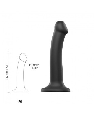 Gładkie czarne dildo miękkie z przyssawką 18 cm