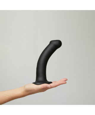 Gładkie czarne dildo miękkie z przyssawką 18 cm