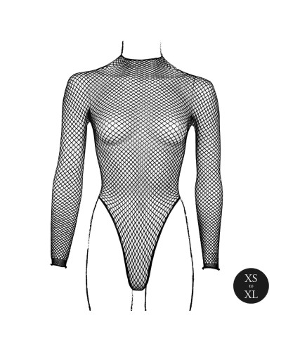 Body with fishnet structure and turtle neck