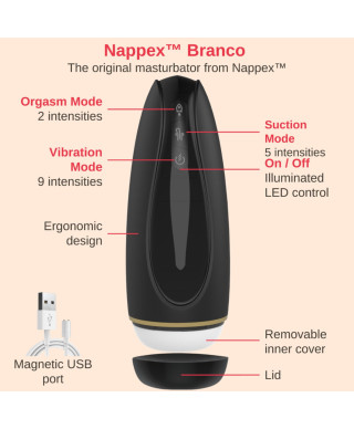 Masturbator - Nappex Branco Black - Premium Mastubators 10 Languages