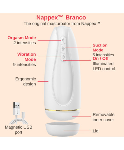 Masturbator - Nappex Branco White - Premium Mastubators 10 Languages