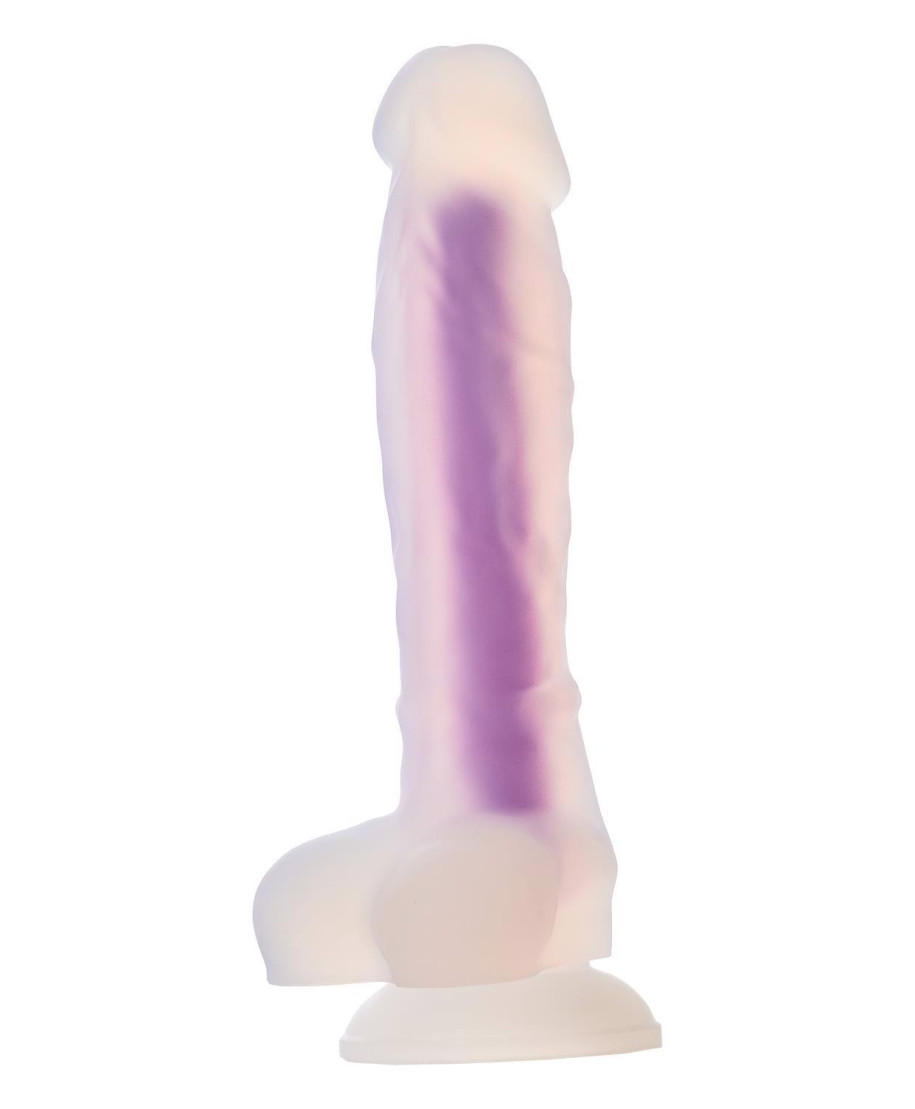 Dildo realistyczny penis świecący w ciemności 19cm