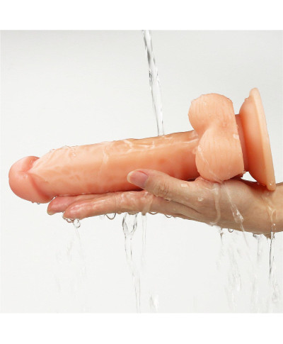 Giętki żyły penis gruby z przyssawką dildo 20 cm
