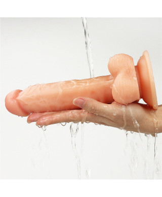 Giętki żyły penis gruby z przyssawką dildo 20 cm