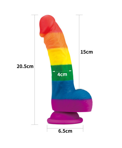 Tęczowe dildo elastyczne z przyssawką 205 cm