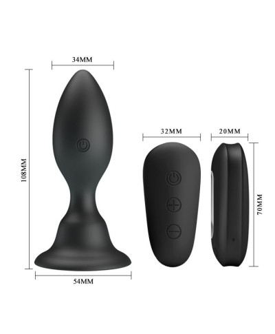 Wibrujący korek analny z pilotem 12 trybów 10cm