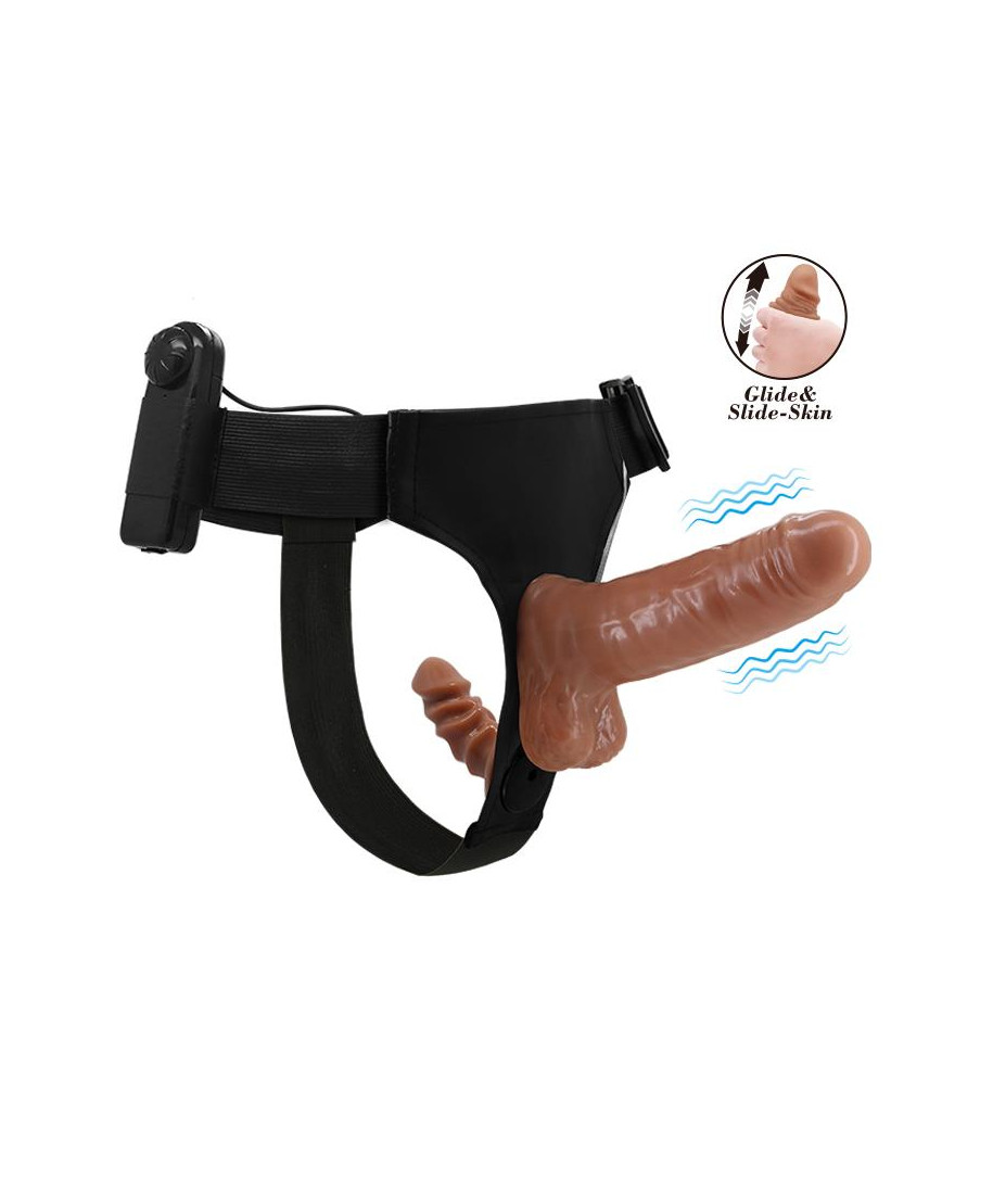 Podwójne dildo wibrator uprząż strapon sex 16cm
