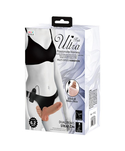 Podwójne dildo wibrator uprząż strapon sex 16cm