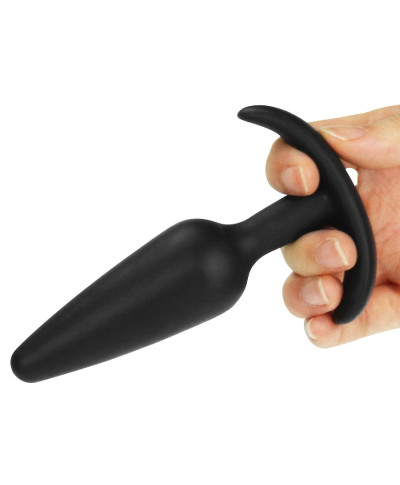 Silikonowy korek analny czarny z uchwytem 132 cm