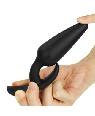 Silikonowy korek analny czarny z uchwytem 132 cm