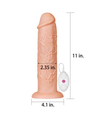 Grube ogromne dildo z przyssawką wibracje 28 cm