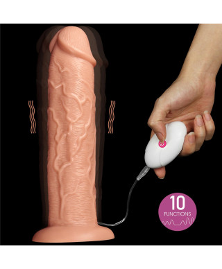 Grube ogromne dildo z przyssawką wibracje 28 cm