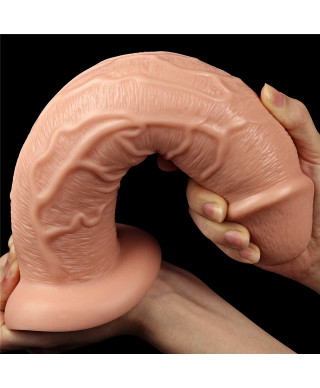 Grube ogromne dildo z przyssawką wibracje 28 cm