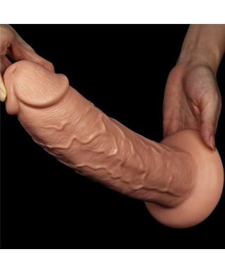 Grube ogromne dildo z przyssawką wibracje 28 cm