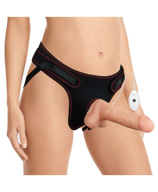 Majtki strap-on w zestawie z wibrującym dildo 20cm