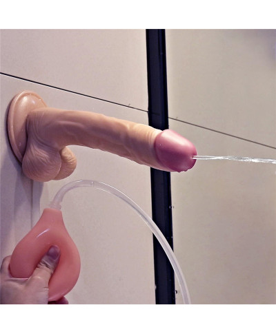 Gumowe dildo pompowane penis wytrysk przyssawka