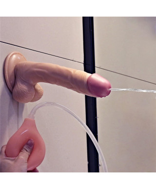 Gumowe dildo pompowane penis wytrysk przyssawka