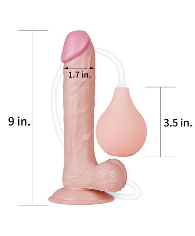 Gumowe dildo pompowane penis wytrysk przyssawka
