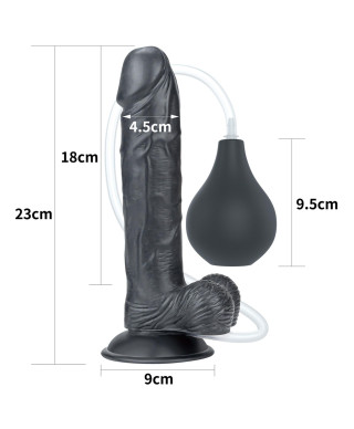 Duży czarny penis z przyssawką i wytryskiem dildo