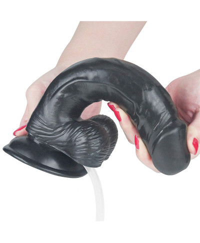 Duży czarny penis z przyssawką i wytryskiem dildo