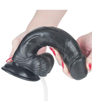 Duży czarny penis z przyssawką i wytryskiem dildo