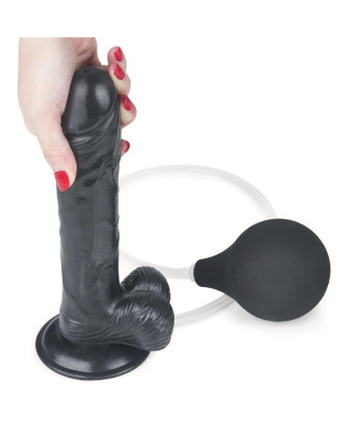 Duży czarny penis z przyssawką i wytryskiem dildo