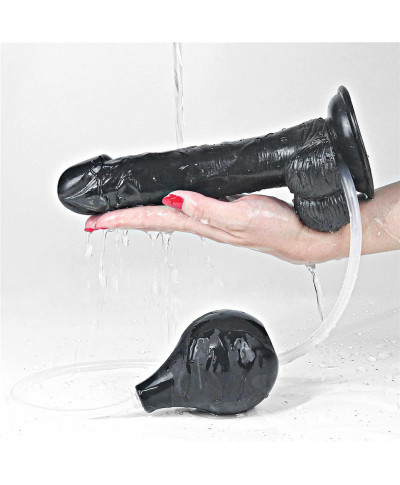 Duży czarny penis z przyssawką i wytryskiem dildo