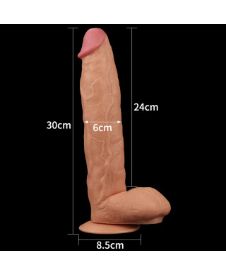 Śniady żylasty penis duże dildo z przyssawką 30 cm