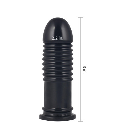 Czarny korek analny duży z pierścieniami 20 cm