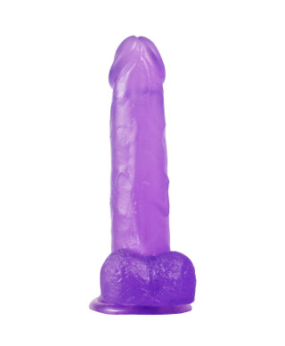 Żelowe duże dildo z przyssawką giętki fioletowe
