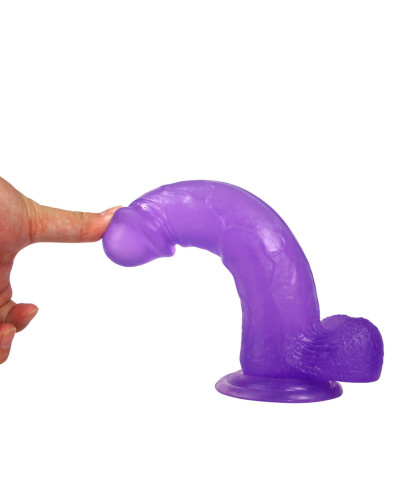 Żelowe duże dildo z przyssawką giętki fioletowe