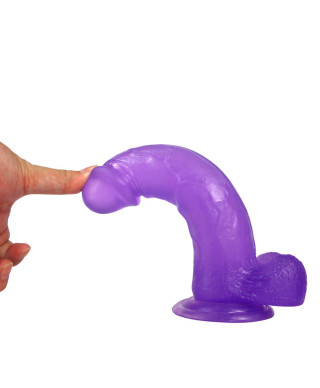 Żelowe duże dildo z przyssawką giętki fioletowe