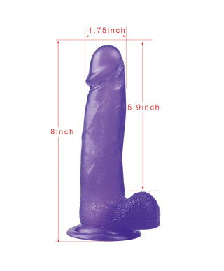Żelowe duże dildo z przyssawką giętki fioletowe