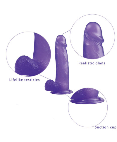 Żelowe duże dildo z przyssawką giętki fioletowe