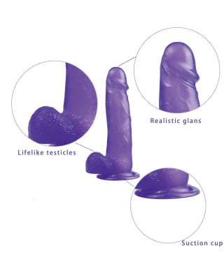 Żelowe duże dildo z przyssawką giętki fioletowe