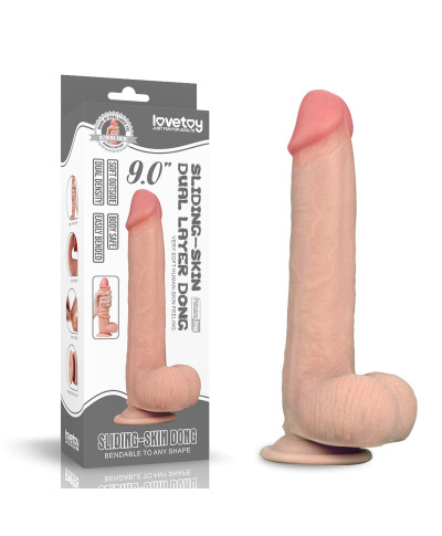 Wodoodporne dildo podwójna skóra przyssawka 23 cm