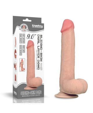 Wodoodporne dildo podwójna skóra przyssawka 23 cm