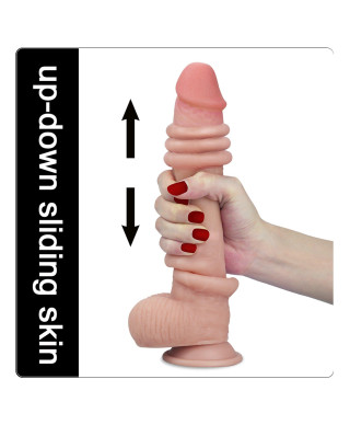 Wodoodporne dildo podwójna skóra przyssawka 23 cm