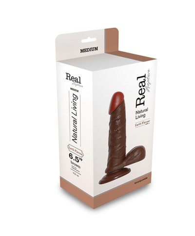 Ciemne brązowe dildo gruby penis z jądrami 19cm