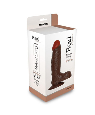 Ciemne brązowe dildo gruby członek z jądrami 21cm